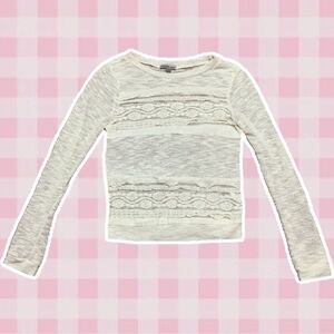 Charlotte Russe White Lace Sheer Boho Cottagecore Sweater Size XS